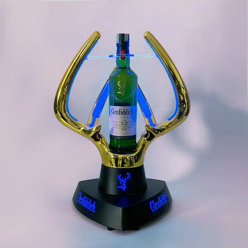 High-End Bespoke LED Bottle Display RackColorful Antler Shape Wine Bottle Display Rack Bars Ktv Parties Decoration Rechargeable