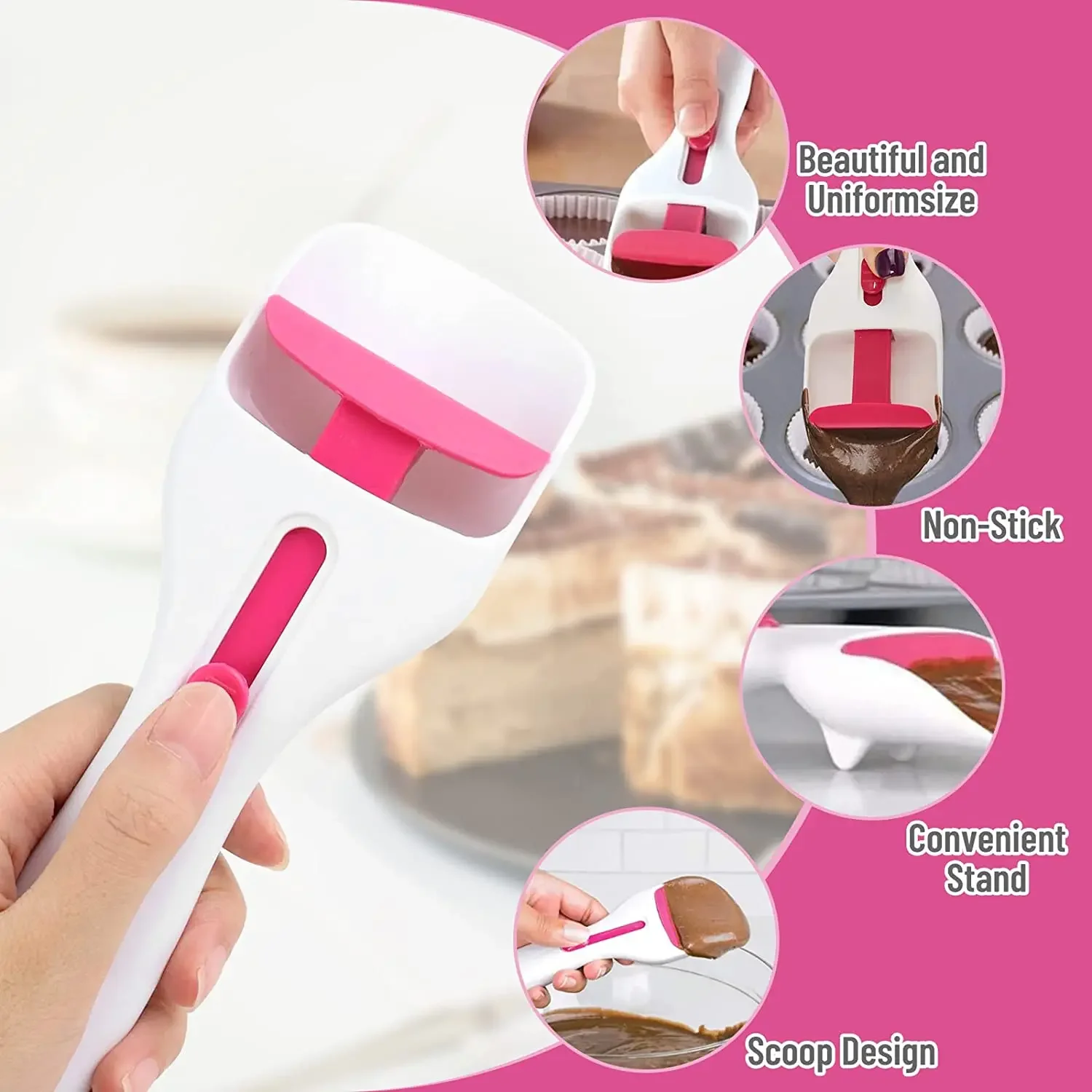 Chocolate Cake Batter Distribution Scoop Can Push Labor-saving Cupcake Scoop Dispenser Home Baking Tools Kitchen Accessories