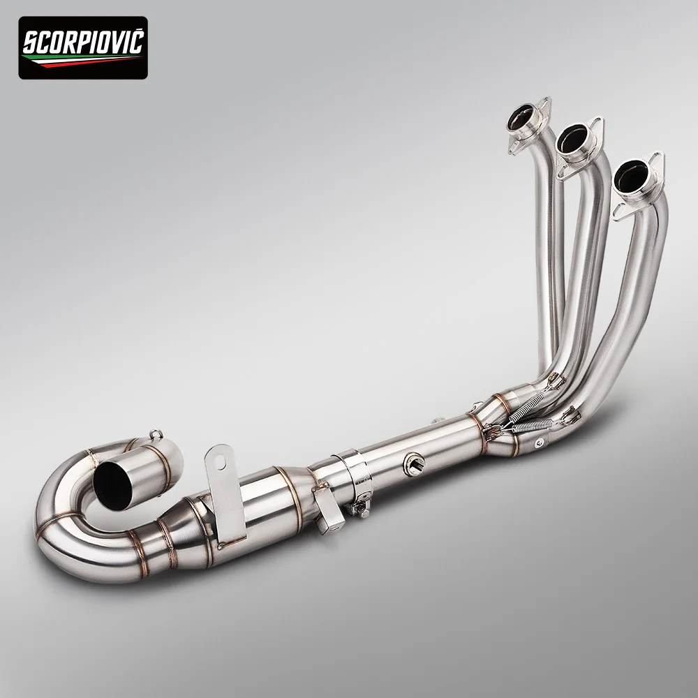 675SR-R 675NK Motorcycle Slip On Performance Exhaust Curved Front Pipe With Dual O2 Sensor Rear Tail Pipe Replacement Accessorie