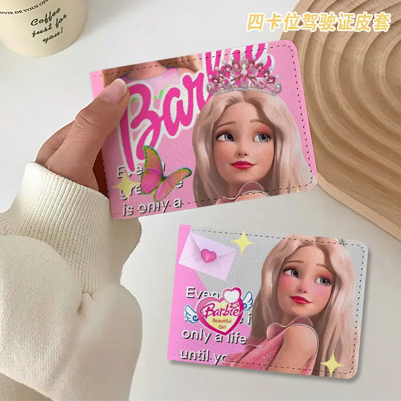 Barbie Driver License Cover, Kawaii Anime, Carteira de ID portátil, Documentos Bolsa de protecção, Novos Presentes, 2 em 1 PU, 37 Estilos