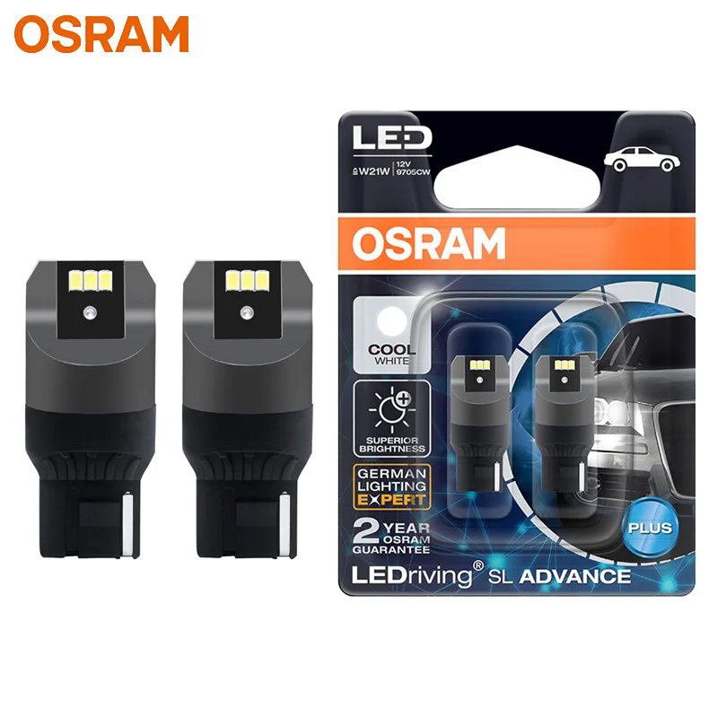 OSRAM Genuine Upgrade T20 W21W LEDriving SL Advance 7440 9705CW 12V 2.5W Car Brake Stop Turn Signal Reverse LED Light Bulb Pair