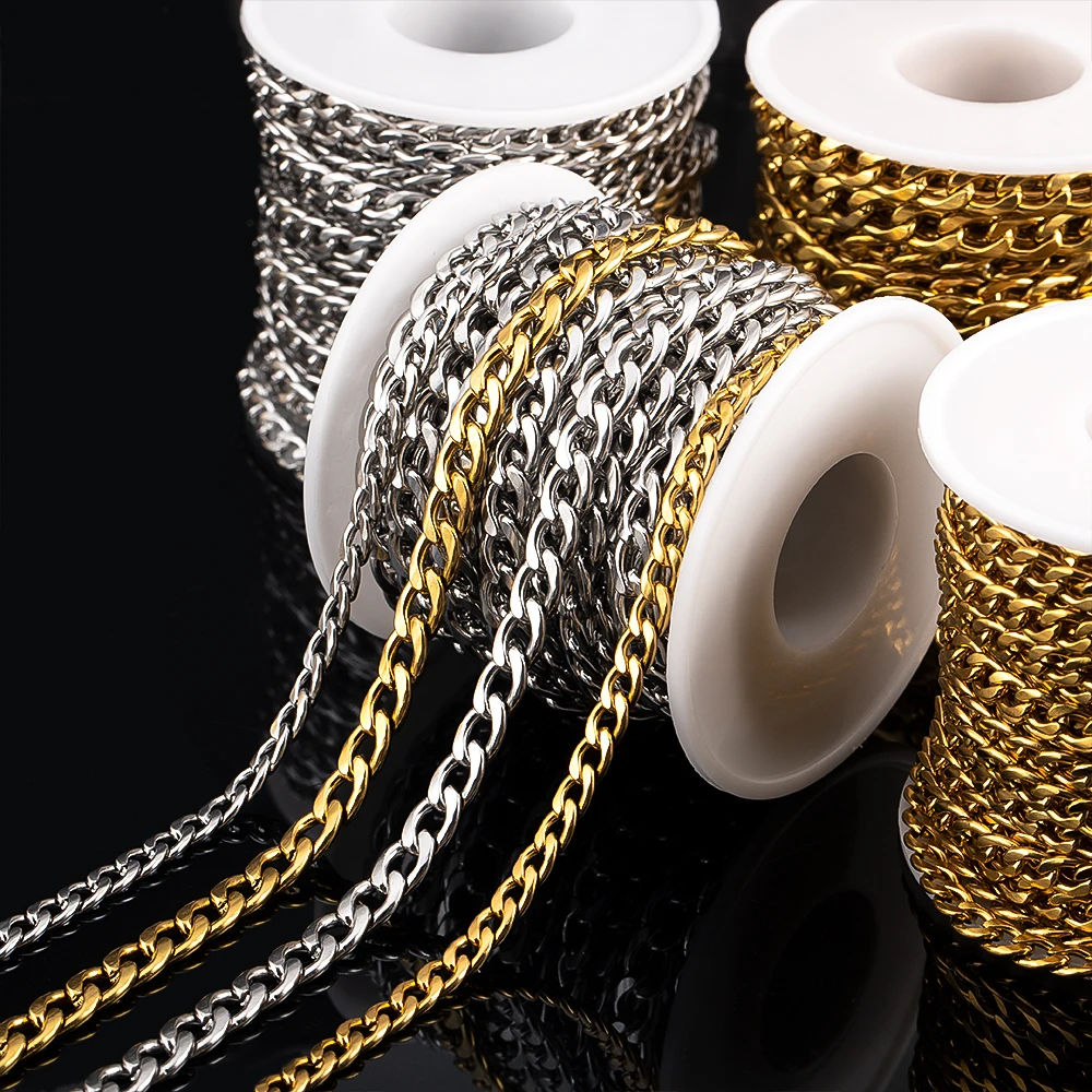 0.5M/1M Stainless Steel Flower Chain, DIY Jewelry Manufacturing Accessories, DIY Necklace Bracelet Handicraft Chain Materials