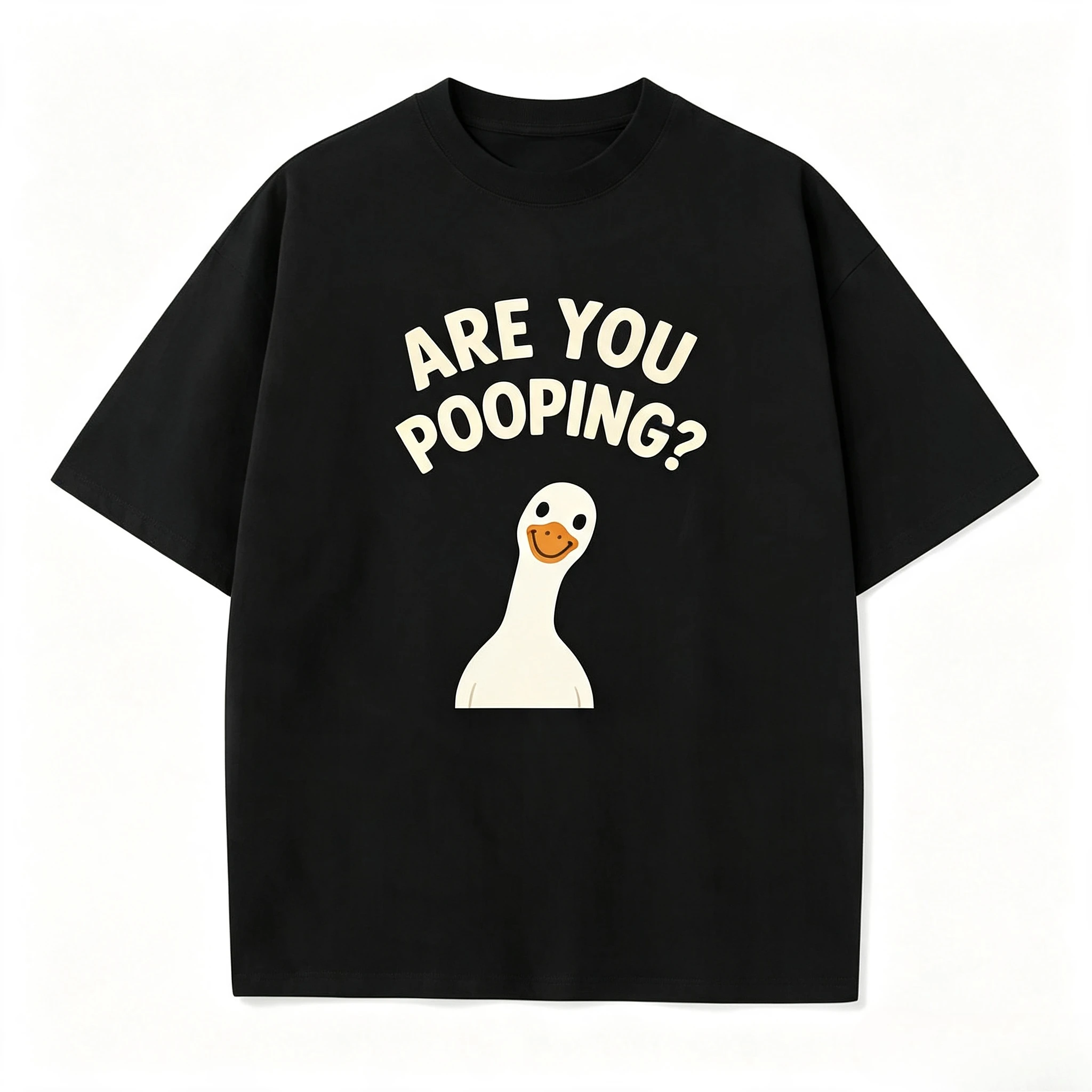 Men's T‑shirt Funny Goose Are You Pooping Letter Graphic Daily Wear Soft Breathable Casual Tops for Party Gathering Men Clothing