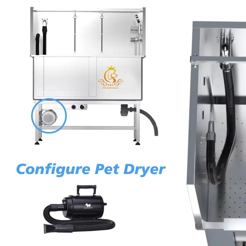 Dog Bath Tub Grooming Stainless Steel with Ramp Faucet Soap Box for Large Small Pets Home for Pet Supplies