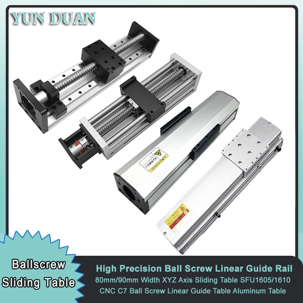 80mm/90mm Width Ballscrew Sliding Table High Precision Rail Linear Guide Table Mobile Table CNC XYZ Axis Motorized Linear Stage