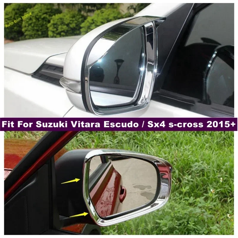 Car Rearview Mirror Rain Eyebrow Visor Shield Cover Trim For Suzuki Vitara Escudo / Sx4 S-cross 2015 - 2022 Exterior Accessories