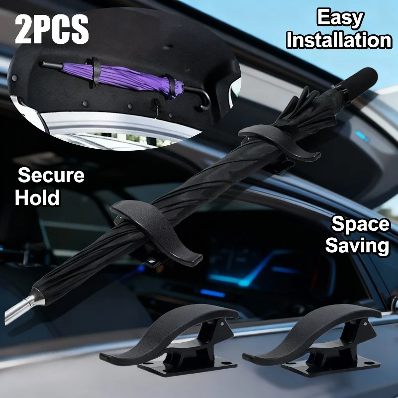 2PCS Car Umbrella Hook No Drilling Umbrella Holder for Trunk Essential Interior Accessory Efficient Hanging Tool