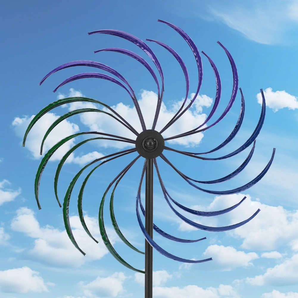 

Rainbow Color Windmill Double-Layer Iron Windmill Wear Resist Public Craft Windmill for Yard Decoration Accessories Tool