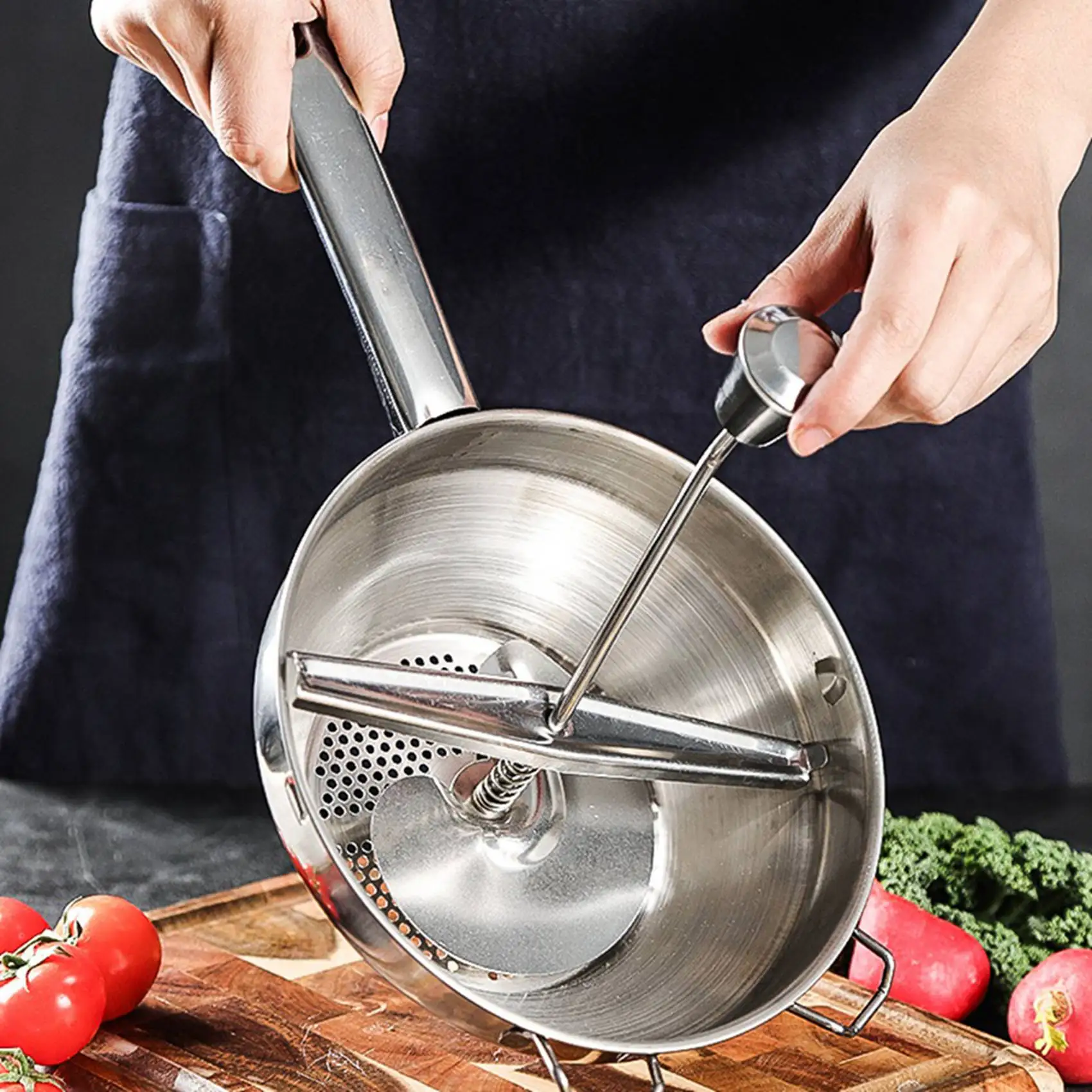 AB42-2X Stainless Steel Rotary Food Mill Great For Making Puree Or Soups Of Vegetables Tomatoes Creative Home Kitchen Tools