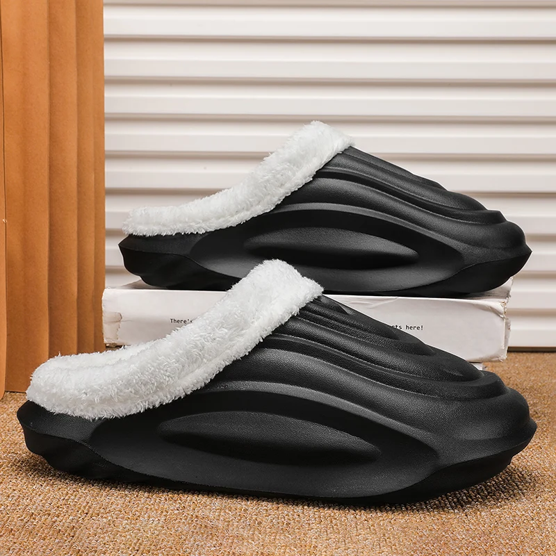 

Winter Men's Cotton Slippers Warm Shoes Outdoor Indoor Waterproof Fashion Male Couple Non-slip House Bedroom Plush Warm Slippers