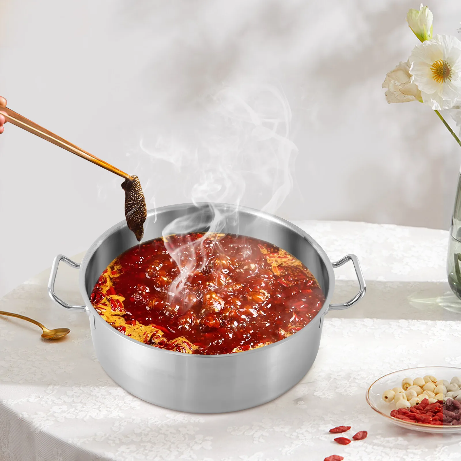 

2.75GAL/352OZ Stock Pot 34cm Stainless Steel Large Kitchen Soup Cookware Pot with Lid