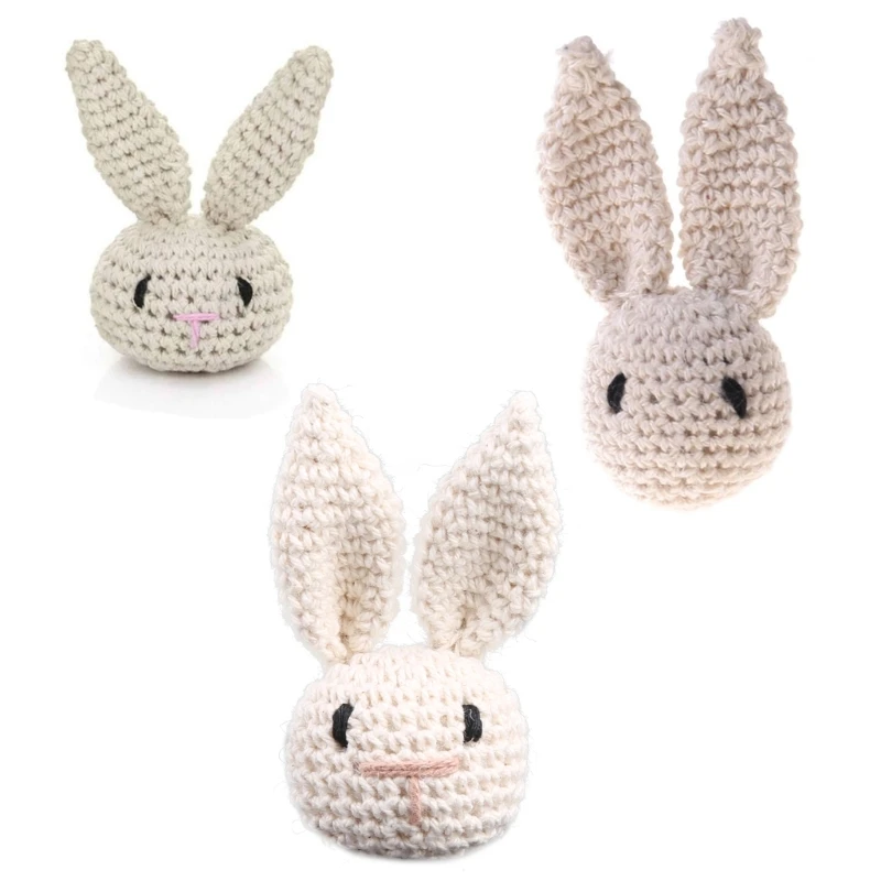 New Baby Pacifier Chain Decorations Newborn Accessories DIY Mini Knitted Bunny Heads