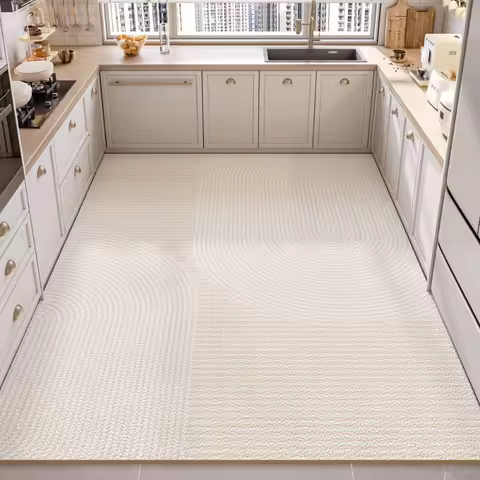 Minimalist PVC Kitchen Floor Mat Anti-fouling Oil-proof Easy Clean Carpets Large Area Non-slip Practical Balcony Leather Rugs 러그