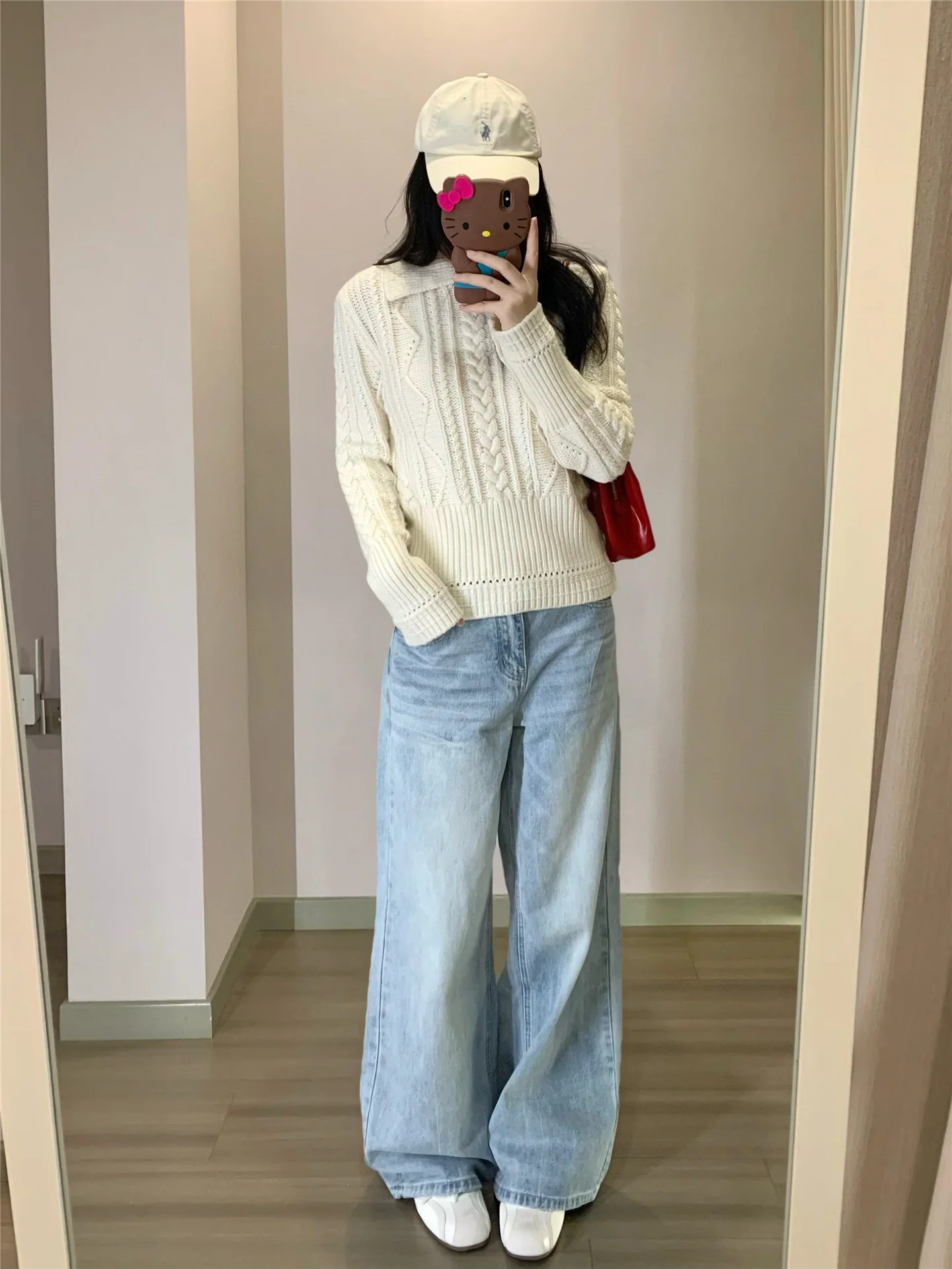

American Style Vintage Light Blue Straight Leg Jeans Women Loose Slim Wide Leg Casual Floor-Length Pants