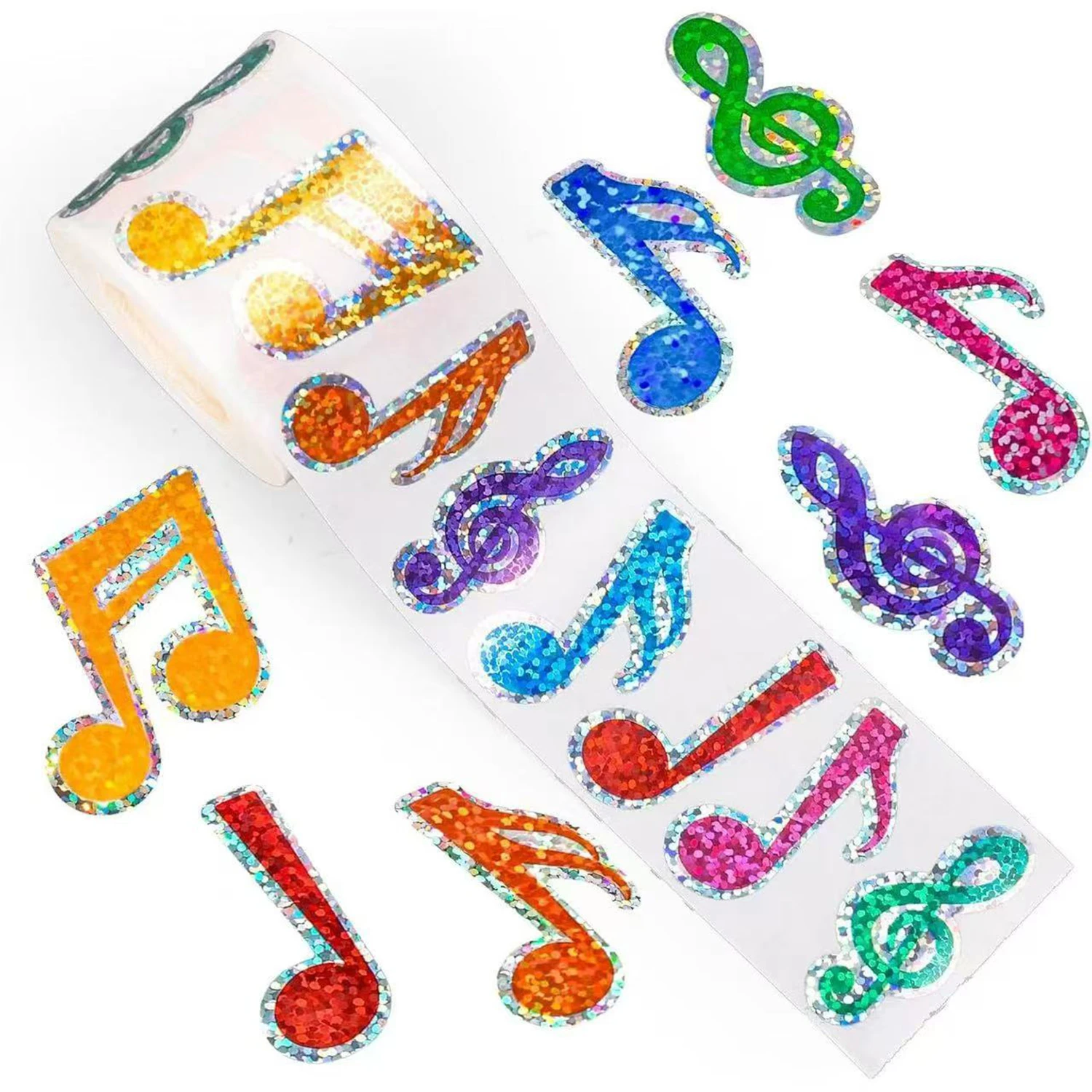 100-500 個グリッターカラフルな音楽記号ステッカーベーキング誕生日パーティーギフトラッピングラベルスクラップブック文具ステッカー