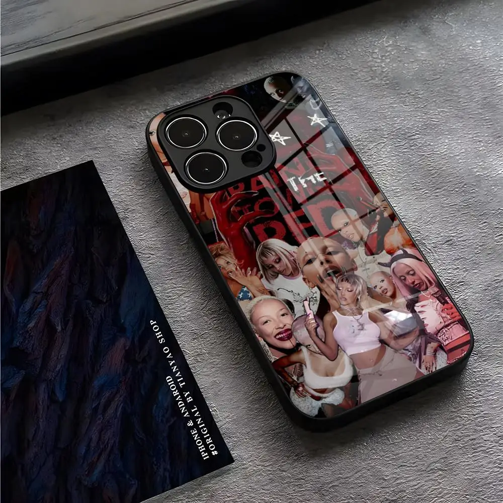 Singer Doja Cat Scarlet Phone Case For IPhone 13 Pro Max 14 Plus 12 Mini 11 15 X XR XS 8 7 Plus SE Tempered Glass Back Cover