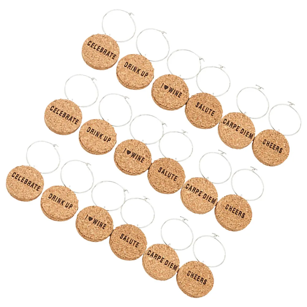 

24 Letters Glass Charms Cork Pendants Drink Markers Reusable Party Supplies Glass Identifiers Decorative Accessories
