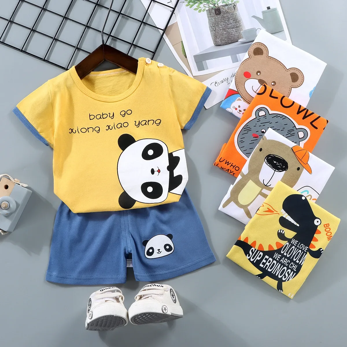 

Children's Short-sleeved Suit Pure Cotton Boy's T-shirt Baby Summer Children's Clothing Girl Shorts Baby Clothes Summer Clothing