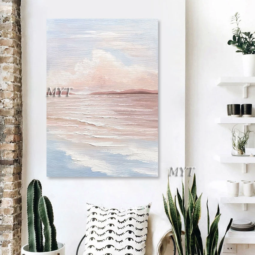 

Modern Abstract Wall Decor Beautiful Sea Scenery Painting Frameless Canvas Artwork For Living Room Home Designs Decorations
