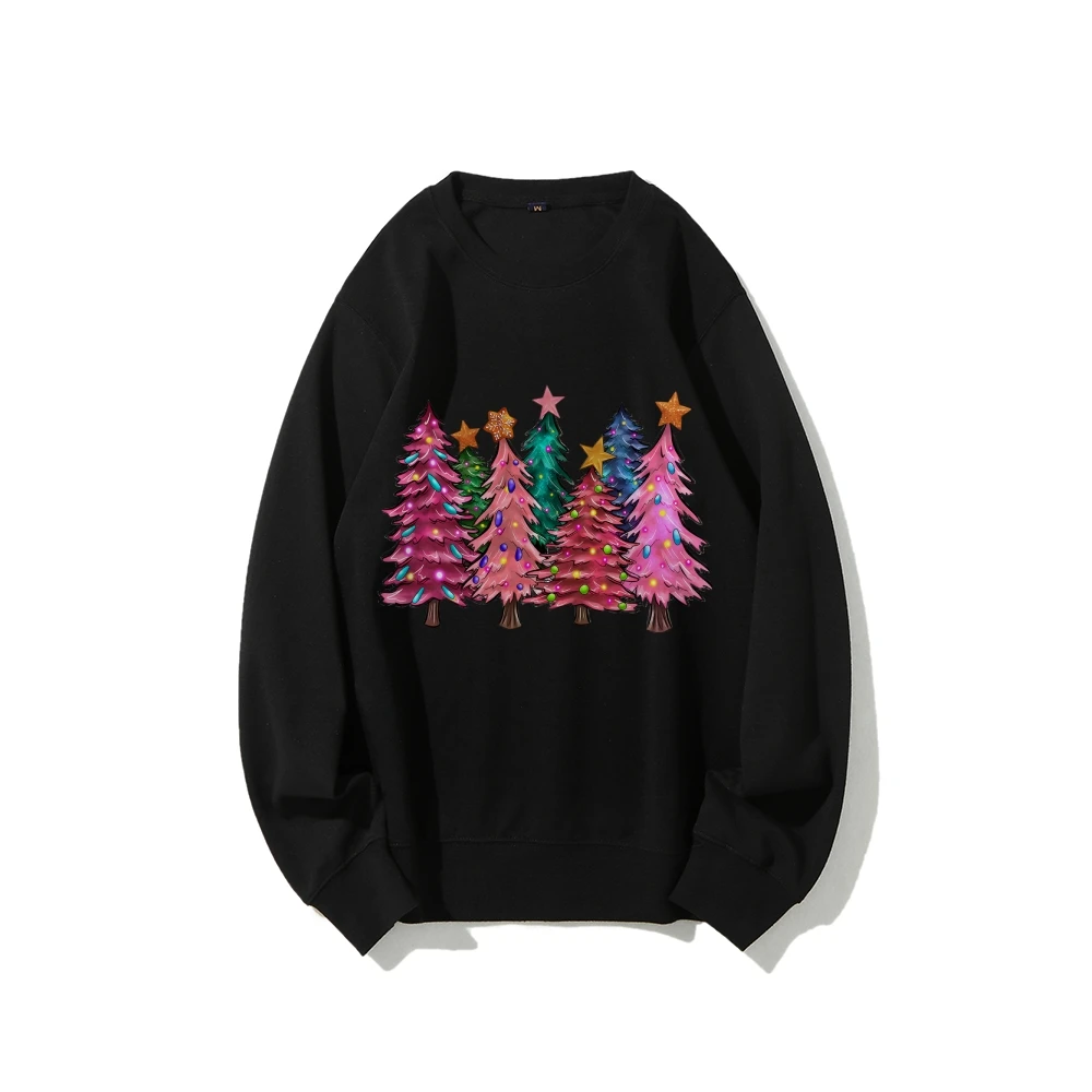 Pink Christmas Tree Sweatshirt Christmas Trees Jumper Family Matching Xmas Sweatshirt Holiday Gifts Hoodie Women’s Sweatshirt