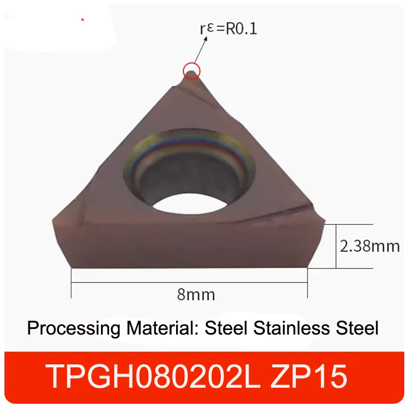 GULING 10PCS Boring Cutter TPGH TPGT 080202 04L CNC Milling Machine Set Precision Small Hole Boring Cutter Turning Inserts