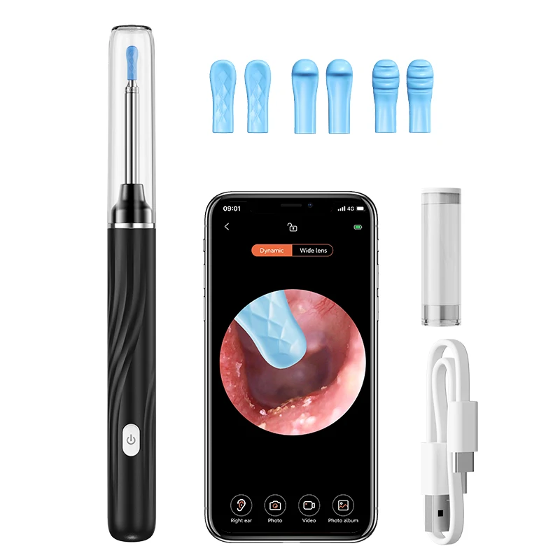 

Factory Direct Smart Ear Soop Visual Earpick Set 8MP 6-Axis WIFI Wireless Connection Earwax Cleaning Removal Tool Video Otoscope