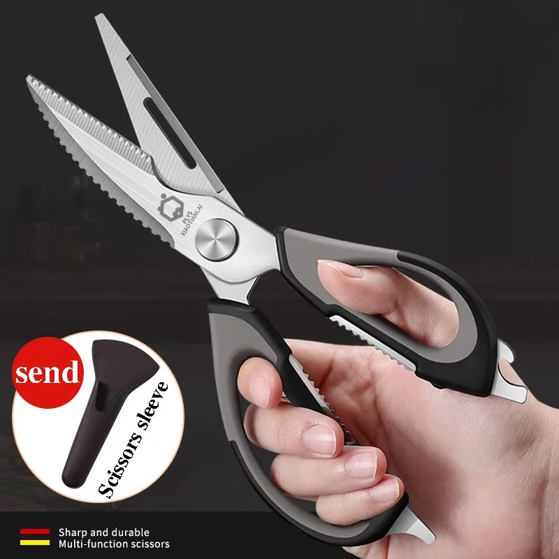 High quality stainless steel multi-functional kitchen scissors, plastic handle, chicken bone scissors, sharp not hurt hands