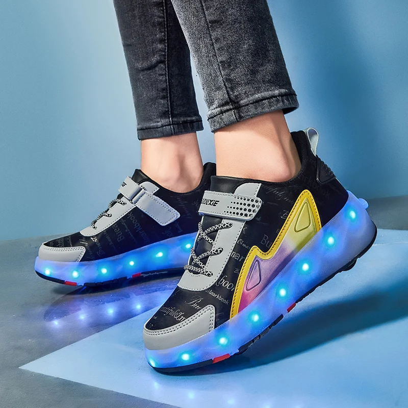 Roller Sneakers 4 Wheels Children Girls Boys Baby 2023 Gift Fashion Kids Sports Casual Led Light Flashing Outdoor Skate Shoes