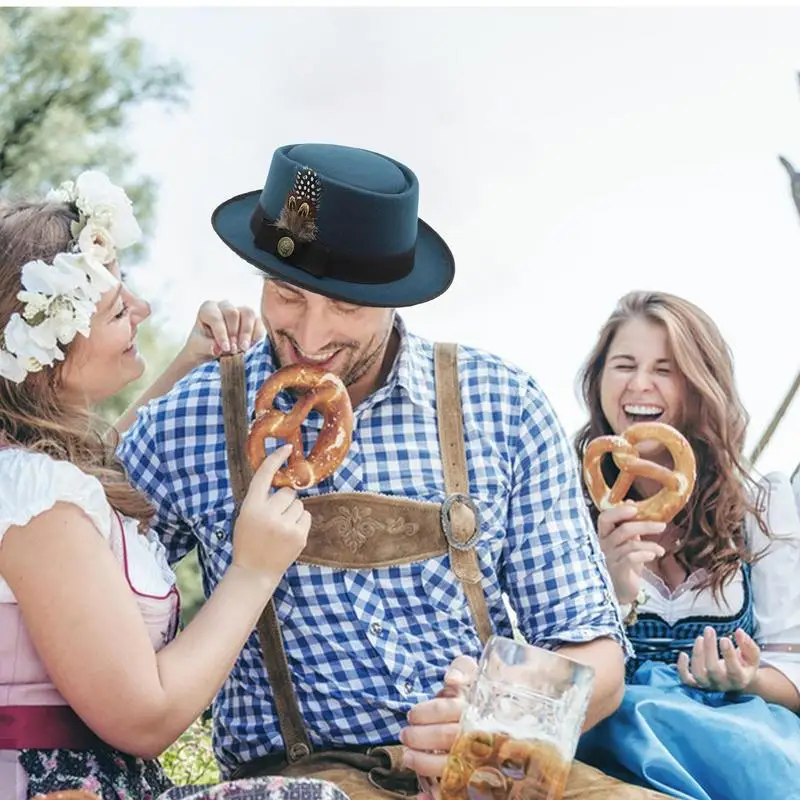 Oktoberfest Hat Costume German Hat Oktoberfest Outfits Women Oktoberfest Costume Accessories With Feathers Emblems For