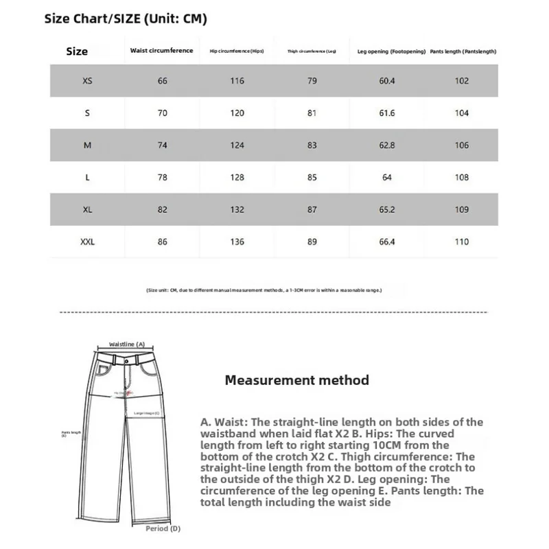 QICHE New Unisex American Vintage Clean‑Fit Denim Jeans Raw‑Denim Curved‑Cut Deconstructed Oversized Floor‑Length Casual Long Pa