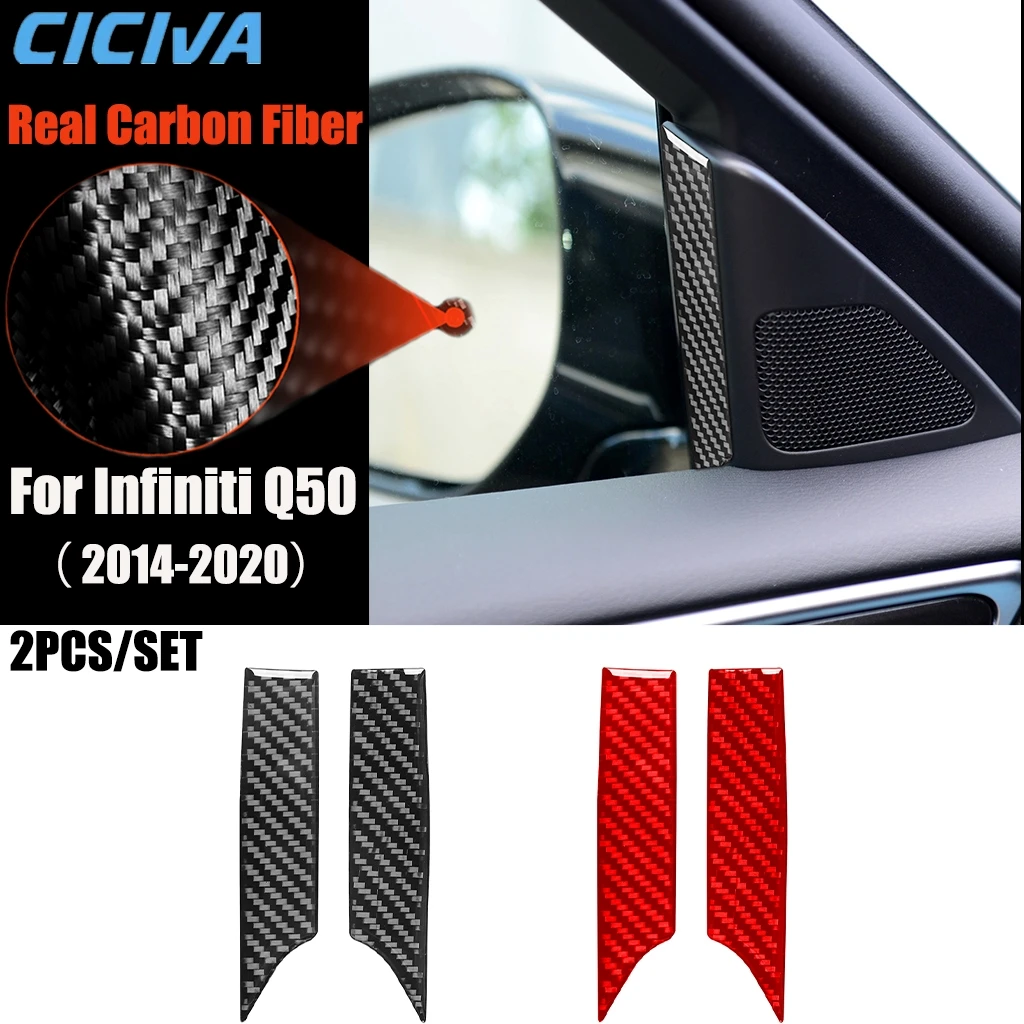 

Carbon Fiber Car Accessories A-pillar Speaker Panel Modified Interior Trim Cover Soft Sticker For Infiniti Q50 2014-2020