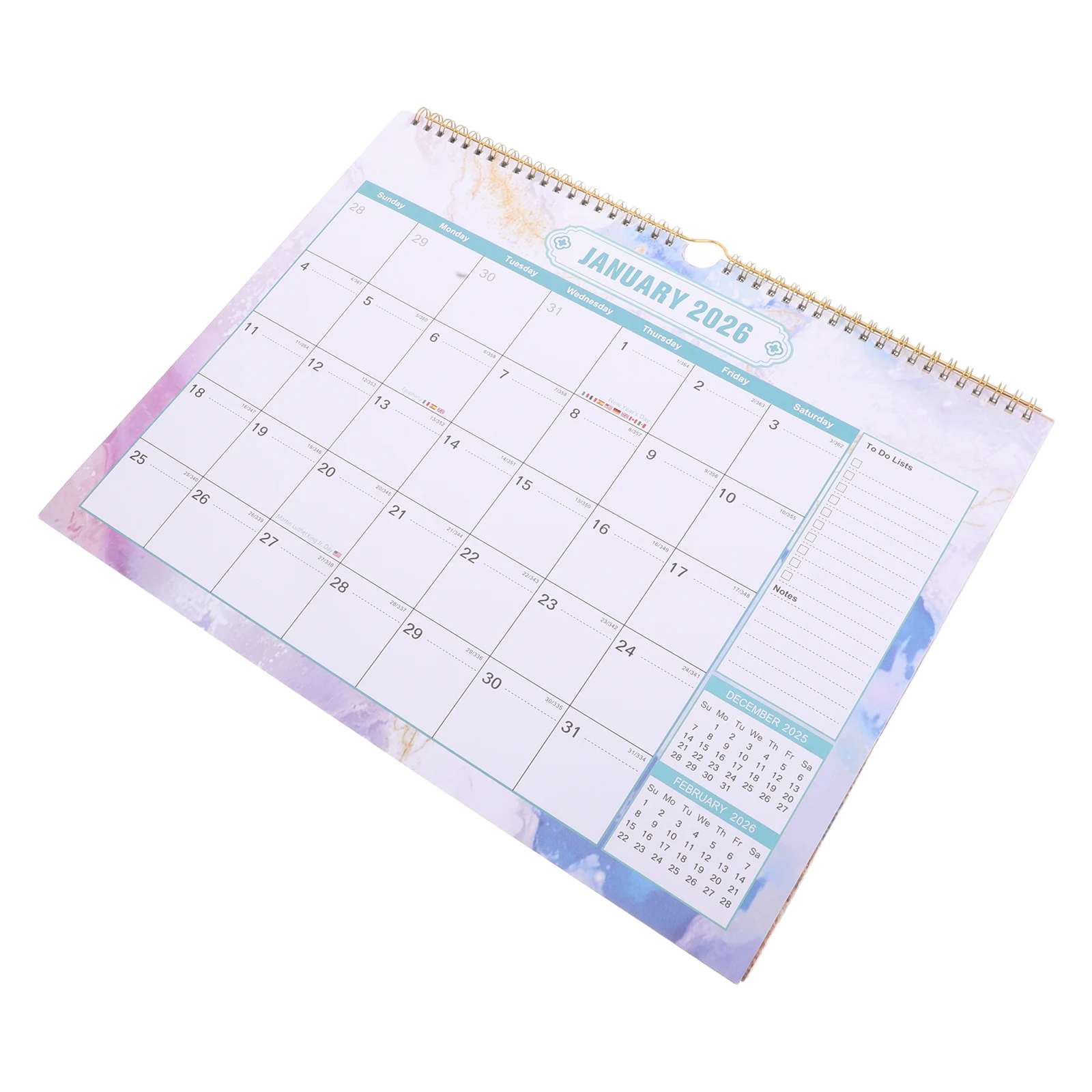 

English Wall Calendar 2025 2026 Large Yearly Planner Holidays Reminder Smooth Surface Office Home School Use