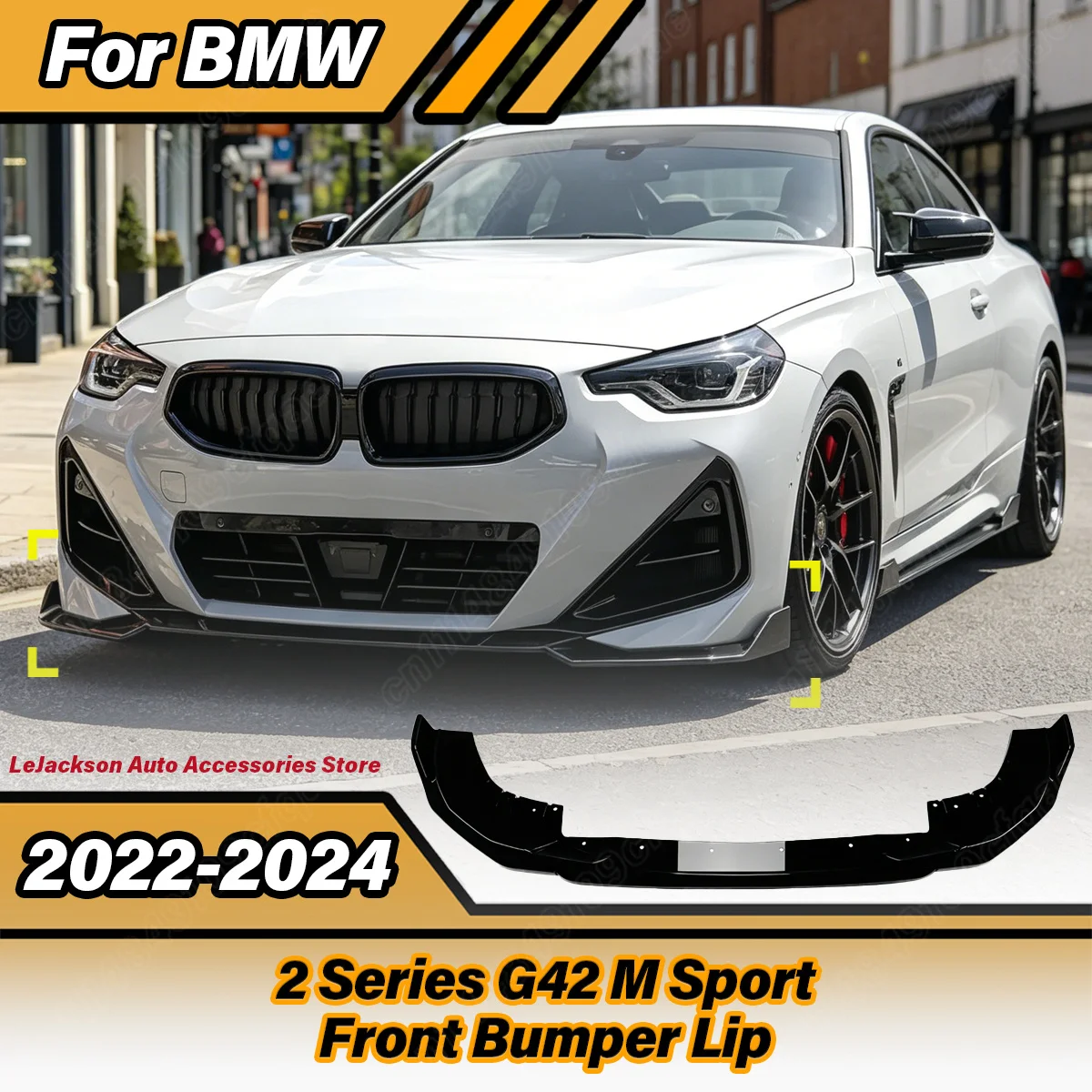 

For BMW 2 Series G42 M Sport 2022 2023 2024 Automobile Front Bumper Lip Car Front Chin Spoiler Body Decorate Modification Kit