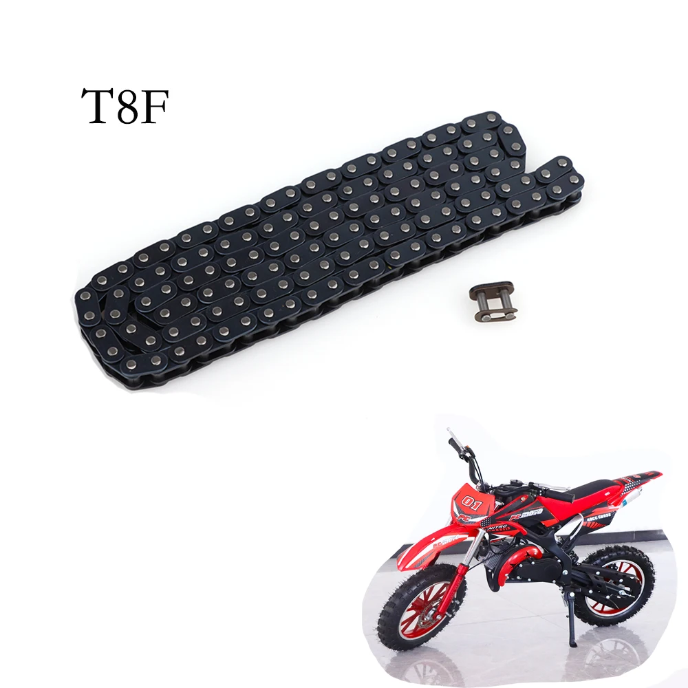 Corrente t8f 116/126/136 links com ligação mestre de reposição para 47cc 49cc mini bicicleta da sujeira minimoto bolso atv quad bikes peças da motocicleta
