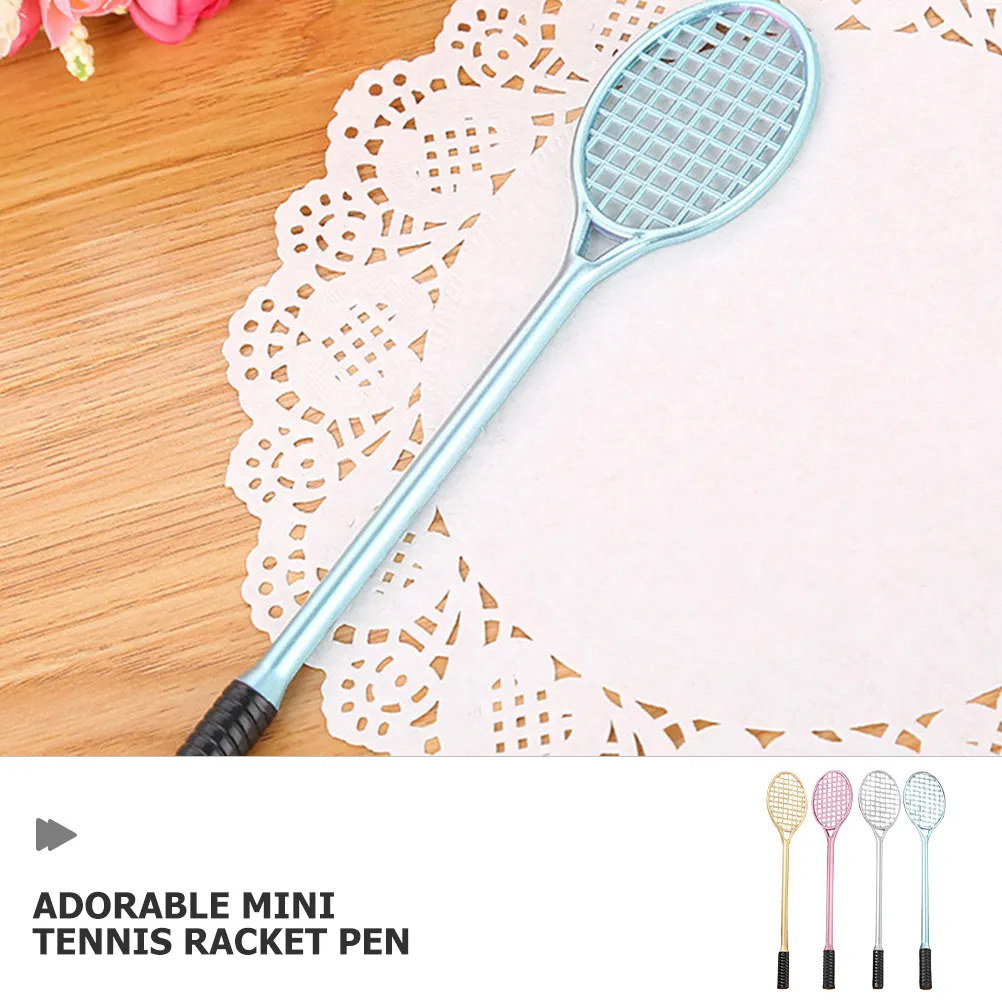 24Pcs Cute Tennis Racket Shape Gel Ink Pen Mini Black Pens for School Office Kids Bulk Badminton Party Favors