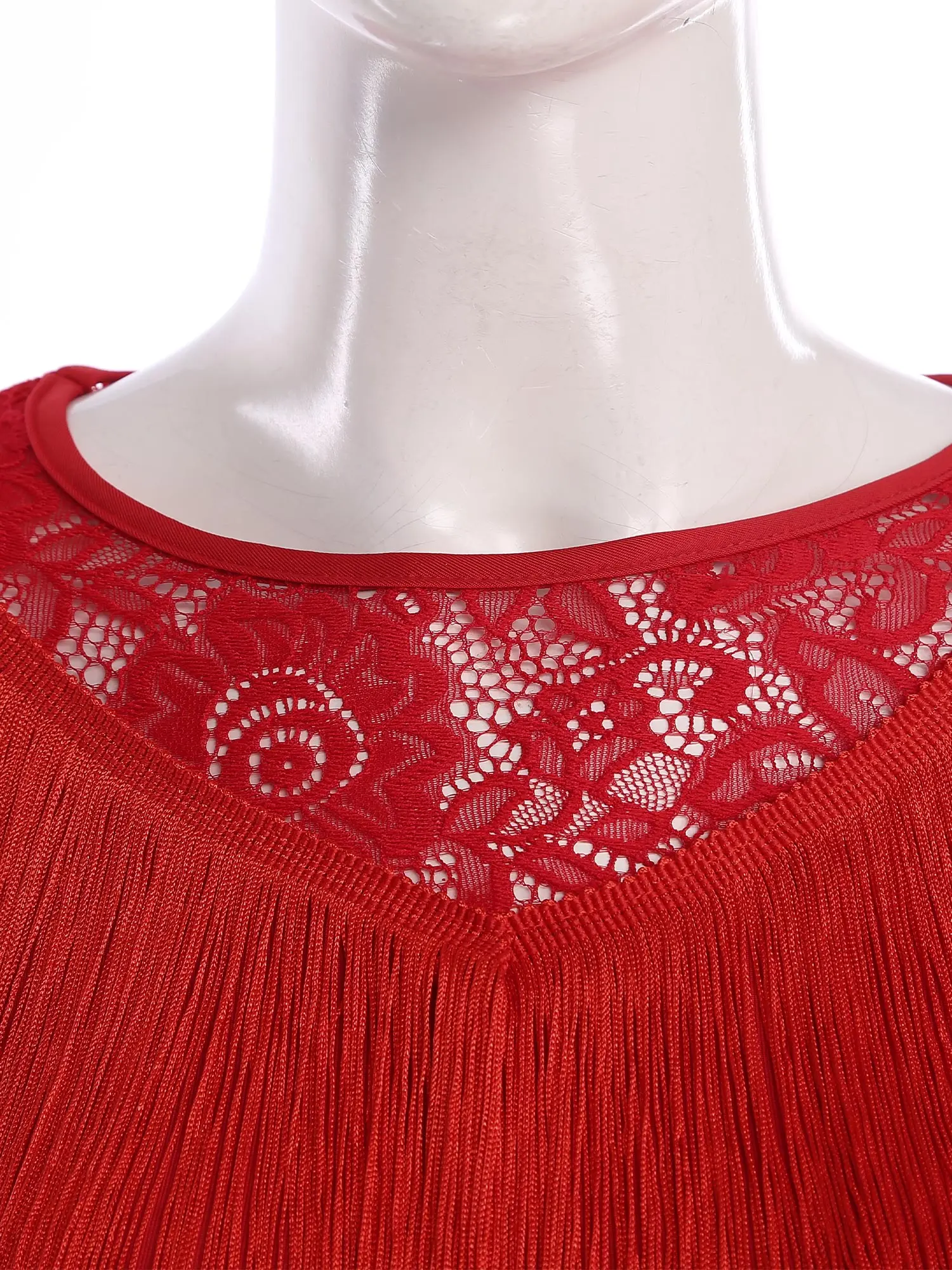 

Womens 2- Piece Lyrical Ballet Latin Dance Outfit Set Sheer Floral Lace Flowy Tassel Samba Tango Salsa Dress with Safety Shorts