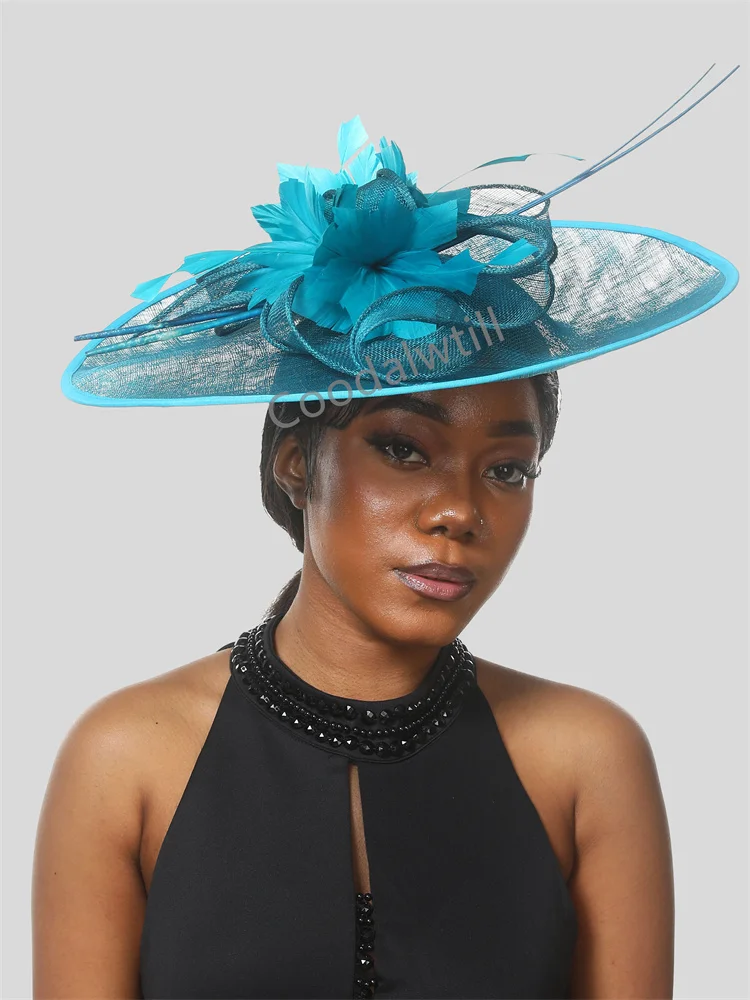 Ladies Big Fascinator Hat Women Wedding Kentucky Derby Headpiece Ladies Party Church Millinery Cap Large Chapeau Cap Femme