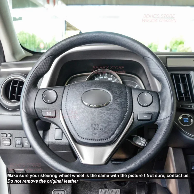 Hand-stitched Non-slip Nappa Leather Suede Car Steering Wheel Cover for Toyota Corolla 14-18 RAV4 Levin Interior Accessory
