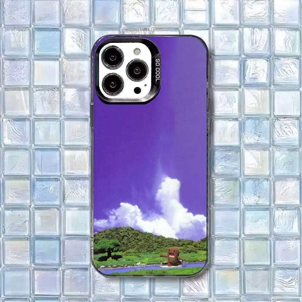 Casing Ponsel D-Domo-kun Lucu Untuk iPhone17,16,15,14,13,12,11 Plus,Pro Max Putih Matte Anti Benturan