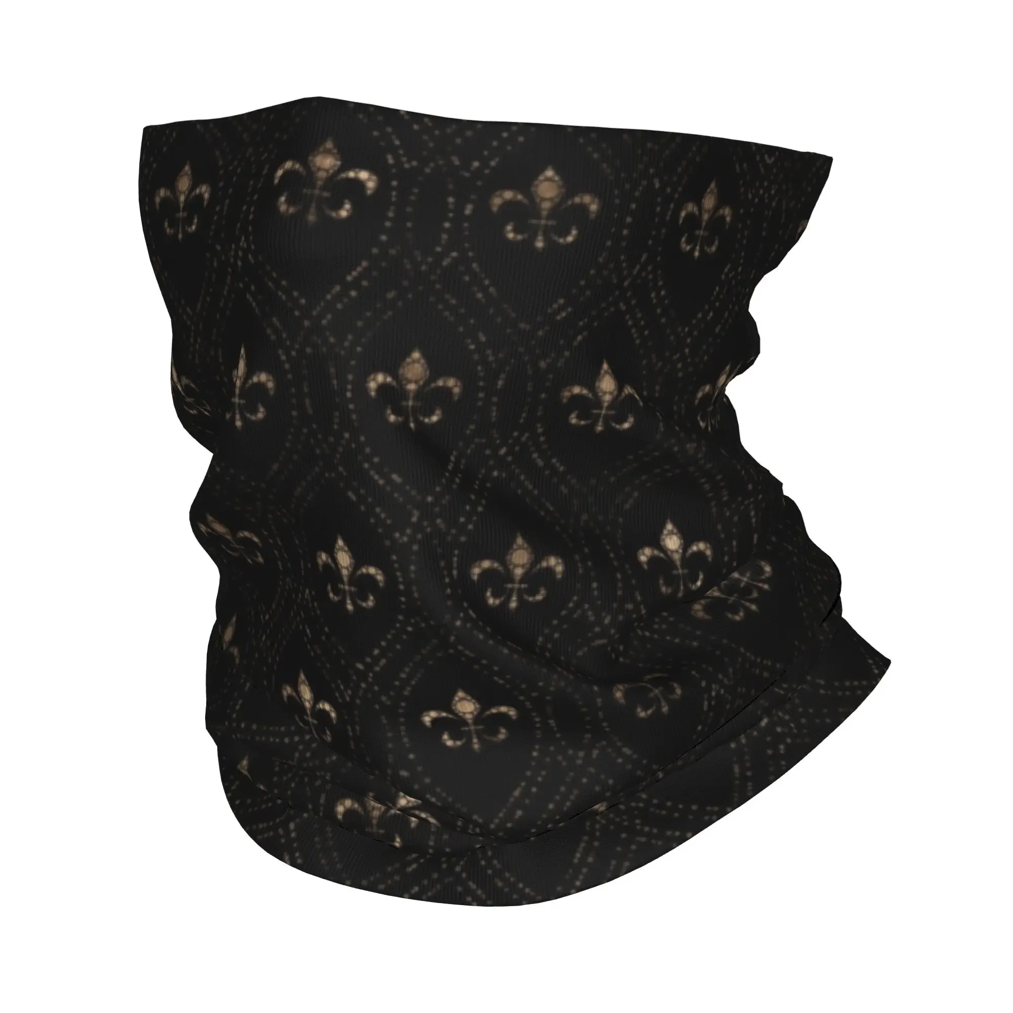 New Fleur-de-lis Pattern Dot Art Bandana Neck Warmer Women Men Winter Hiking Ski Scarf Gaiter Fleur-De-Lys Lily Flower Face Cove