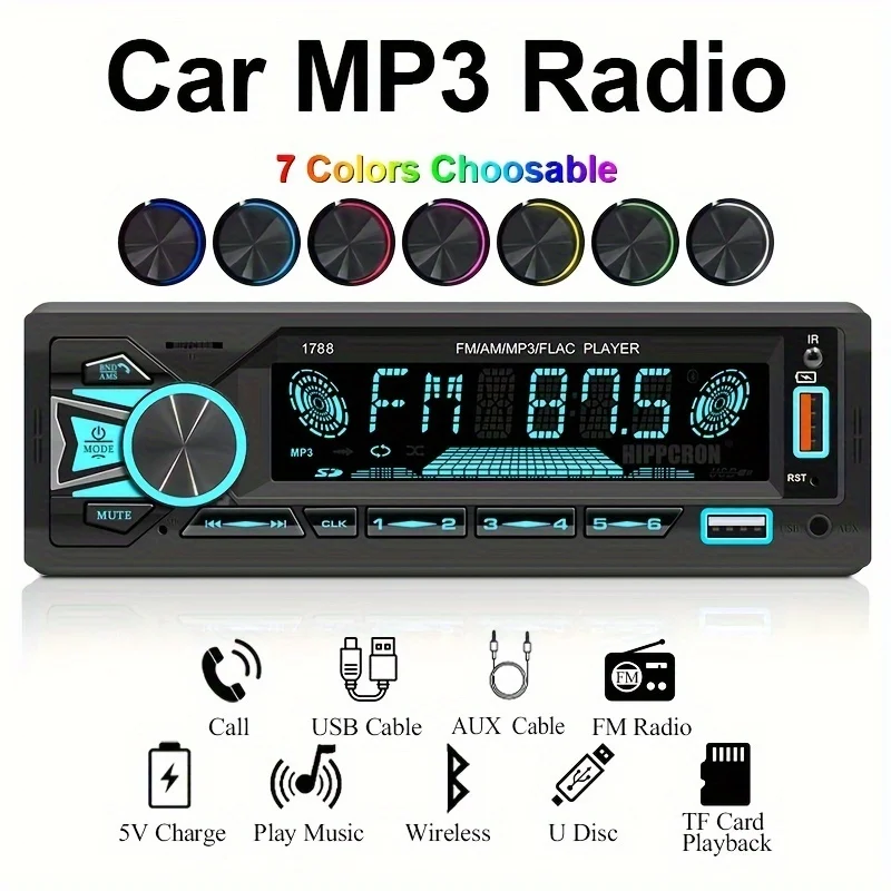 1pc Car Radio Srereo1din Wireless MP3 Player 60Wx4 FM Receiver with Remote Control AUX/USB/TF Card in Dash Kit
