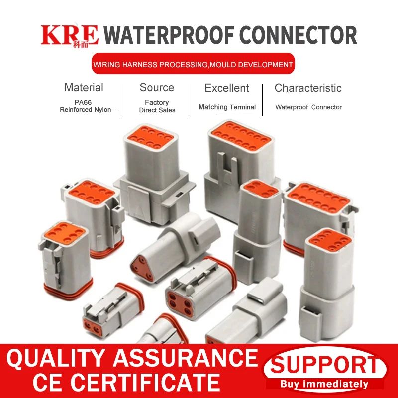 

KRE 1/5/10 Sets DT 2P/3P/4P/6P/8P 22-16AWG Waterproof Electrical Wire Deutsch Connector Plug Kit DT06-2S DT04-2P For Car