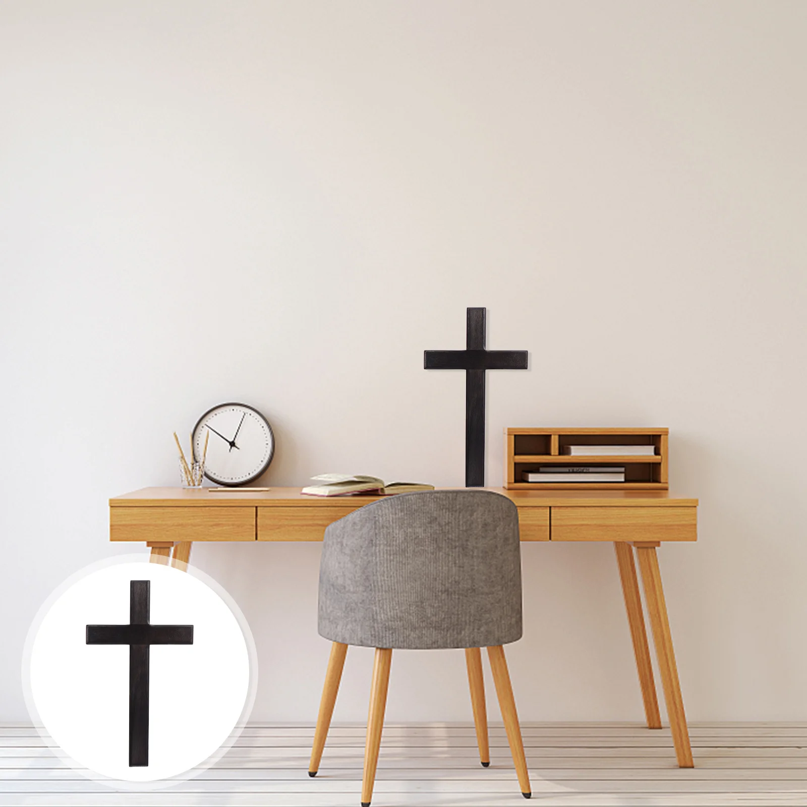 

1Pcs Cross Hanging Decor Wooden Handicraft Christian Wall Ornament for Home Church Office Solid Wood Craft Gift Black