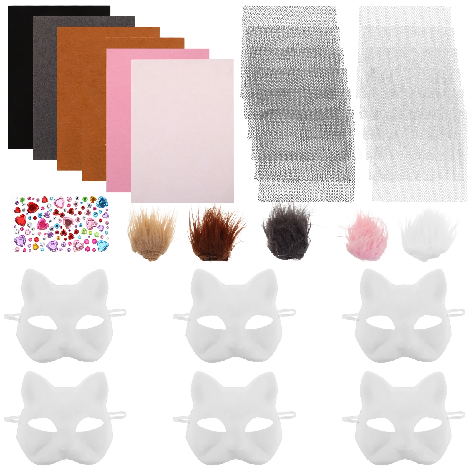 

1Set Cat Mask Kit DIY Felt Fabric Paintable White Masks for Halloween Cosplay Masquerade Party Mask to Paint Masquerade Masks