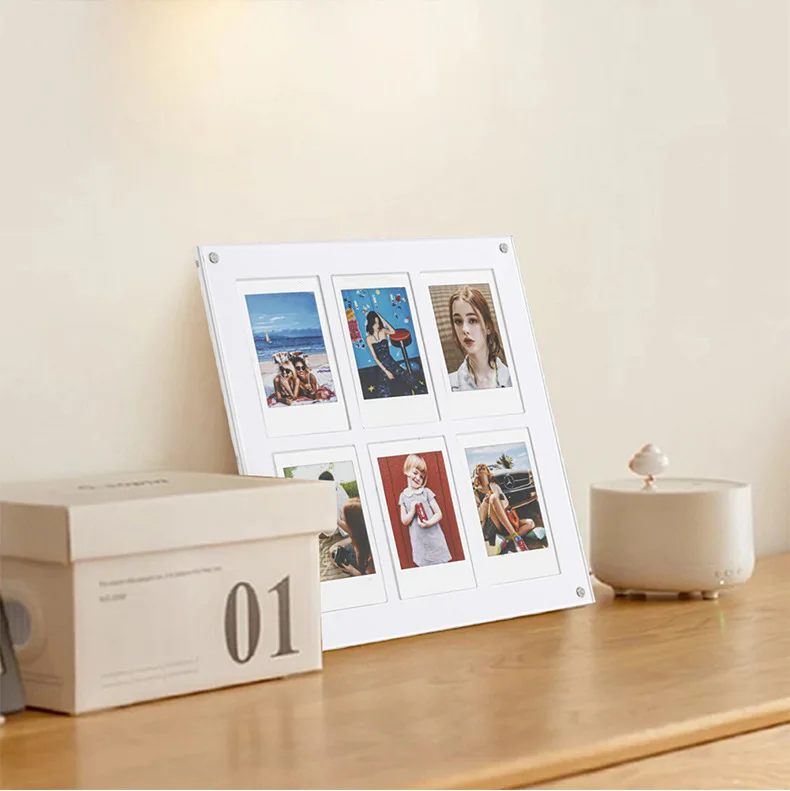 Dopamine Color 3-Inch Stereo Photo Frame Transparent Six Palaces Magnet Acrylic Photo Frame For Fujifilm Mini 12/11/8/9 Camera