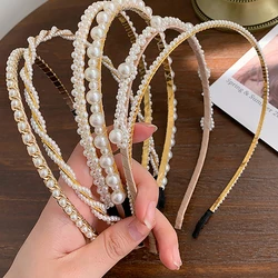 Woman Sweet Beaded Headwear Korean style Bow Hair Hoop Hair Accessories Hair Band Pearl Headband