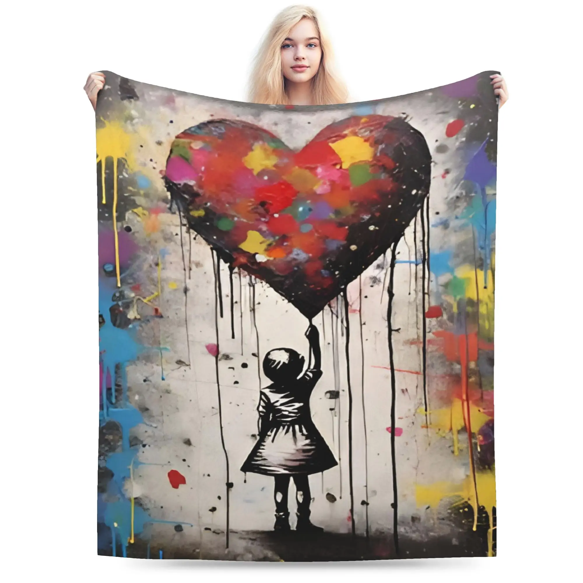 Super Soft Banksys art Throw Blanket Premium Fleece Flannel Lightweight  Bed Blanket Cozy Fluffy Blankets All Season Use