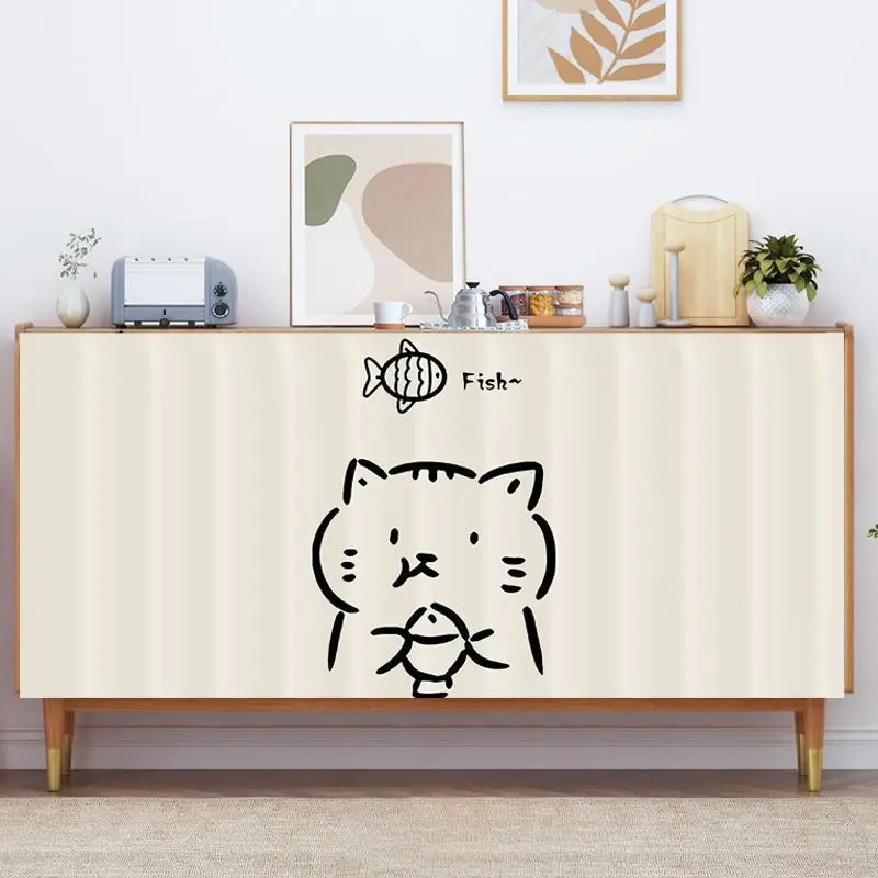 VIKAMA Kitchen Cabinet Curtain No Drill Self-Adhesive Dustproof Short for Storage Shelf Shoe Rack Wardrobe Decor
