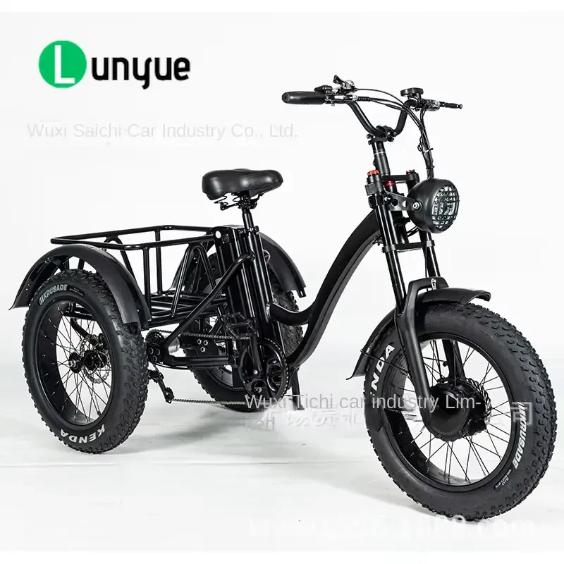 Adult Pedal Electric Tricycle 1 Seat Open Body Cargo E Trike for Elderly Freight Transport High Power Durable Outdoor Use