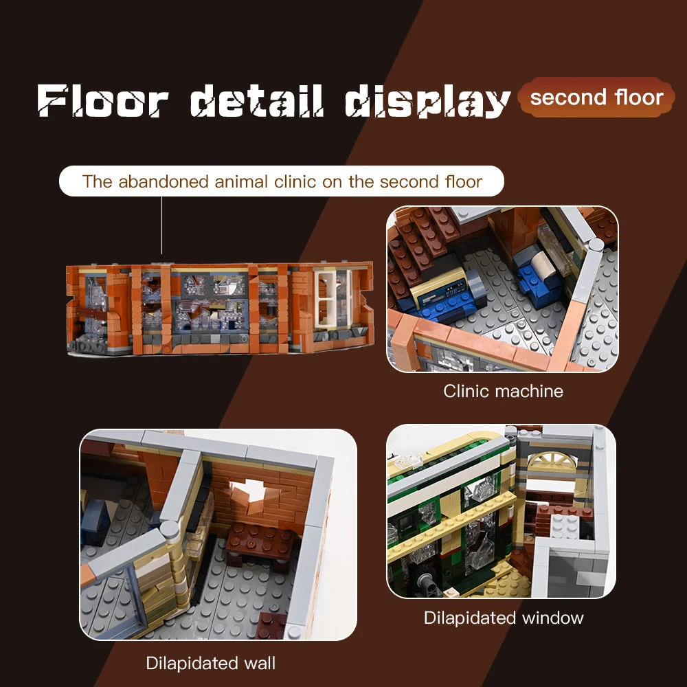 3325PCS Doomsday Corner Garage Movie House Buildings Set 8 figures City Architecture Modular Building Blocks Assembly Model Gift